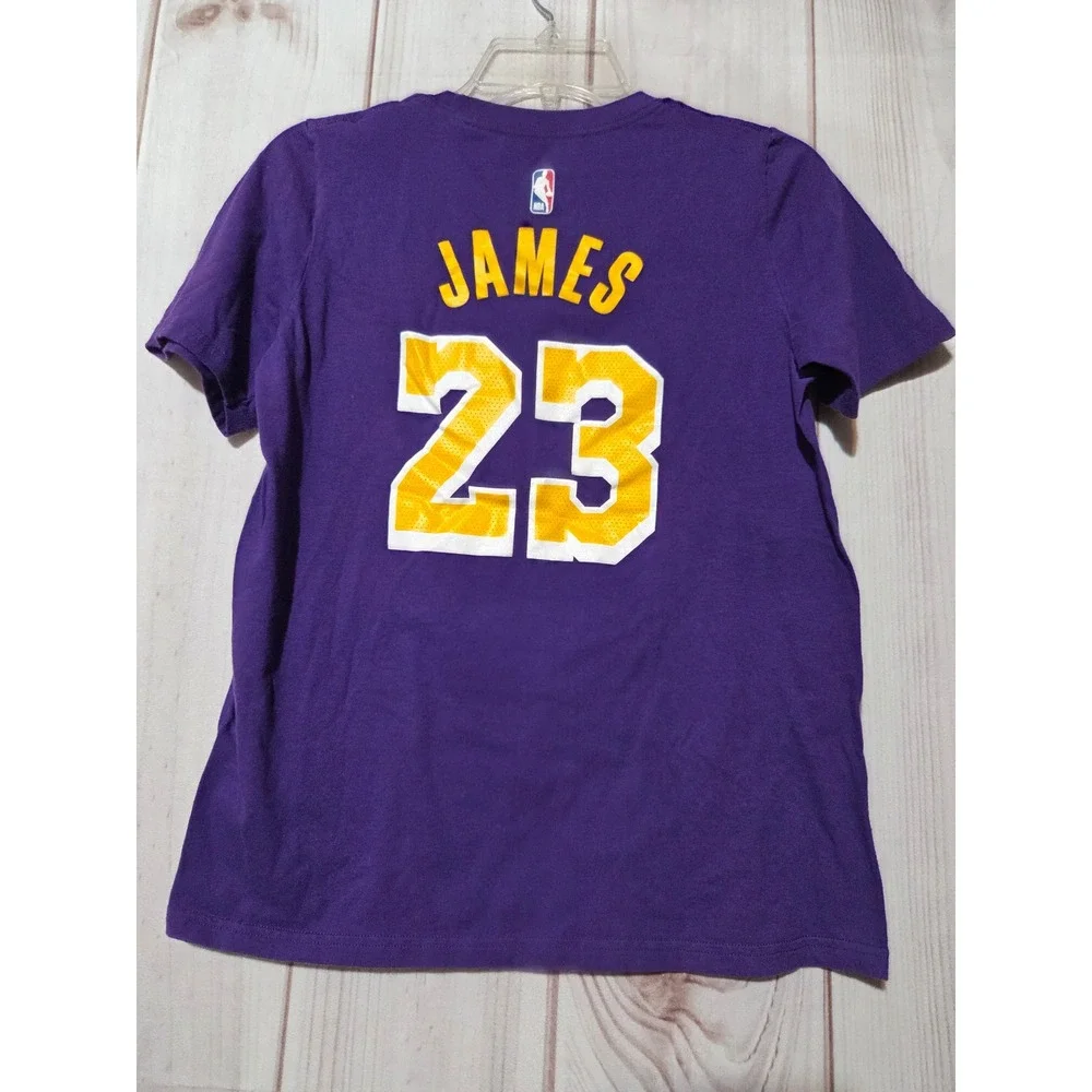 Nike Jordan Lakers LeBron James 23 Purple Youth Large‎ T-Shirt NBA Basketball